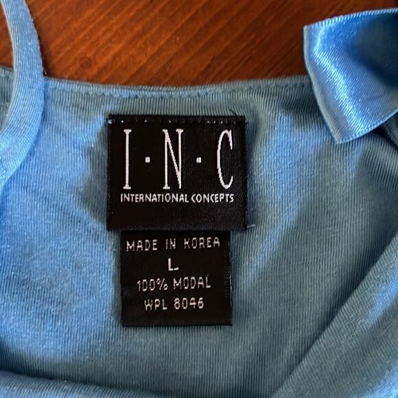 INC International Concepts Blue Tiered Knit Top with Spaghetti Straps Y2K - Picture 6 of 10